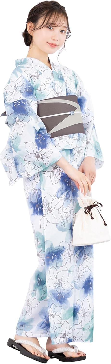 SOUBIEN] ソウビエン 浴衣 3点 セット レディース (浴衣/半幅帯/下駄